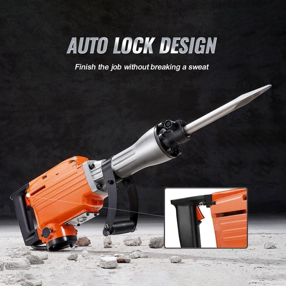 SKYSHALO Demolition Jack Hammer, 25.6 in. x 4.7 in. Heavy Duty Jackhammer, 6 pcs Chisels Bit Chipping with Case (3)
