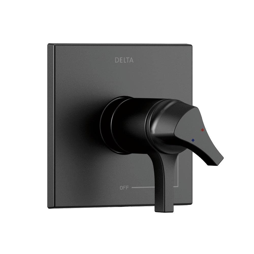 Delta Zura TempAssure 1-Handle Shower Faucet Trim Kit with H2Okinetic Spray in Matte Black (Valve Not Included) (2)