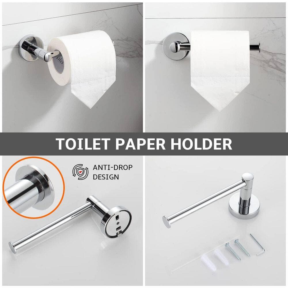 Wudkey 4 Pieces Wall Mounted Bathroom Accessory Set Brushed, Adjustable Bathroom Towel Rack for Home (3)
