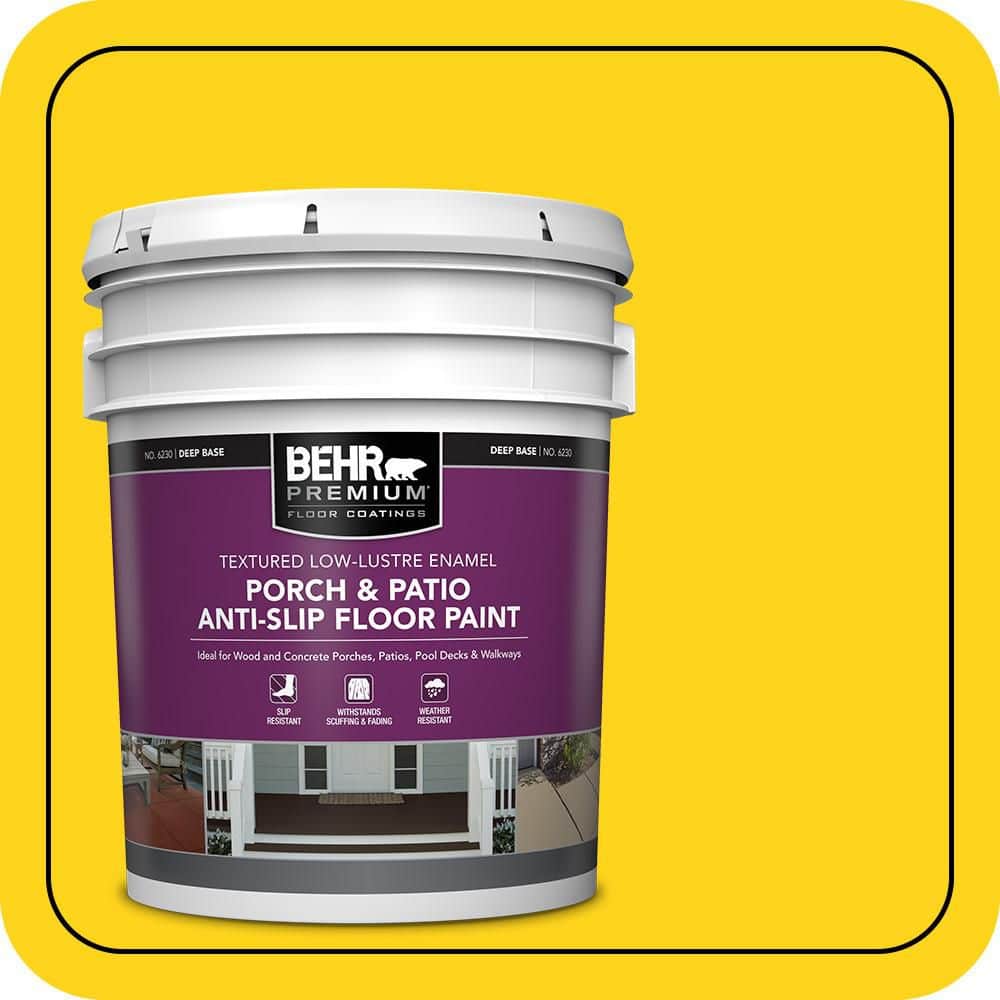 BEHR PREMIUM 5 gal. #S-G-390 Lemon Zest Textured Low-Lustre Enamel Interior/Exterior Porch and Patio Anti-Slip Floor Paint