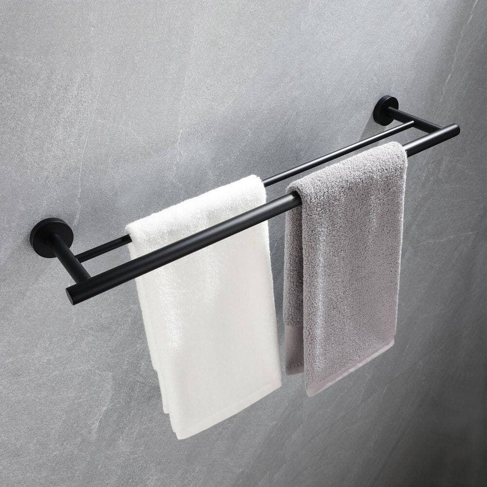MYRYY 5-Piece Wall Mounted Bathroom Rack Bar Set in Matte Black (2)
