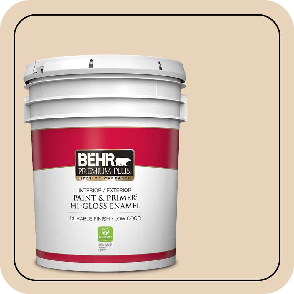 BEHR PREMIUM PLUS 5 gal. #S260-1A Cake Crumbs Hi-Gloss Enamel Interior/Exterior Paint & Primer (1)