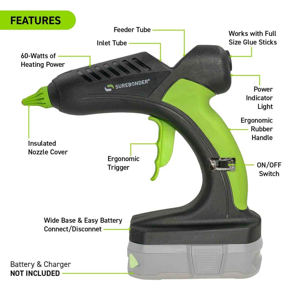 Surebonder 18-Volt Lithium Battery Standard Size Cordless Glue Gun (Glue Gun Only) (2)