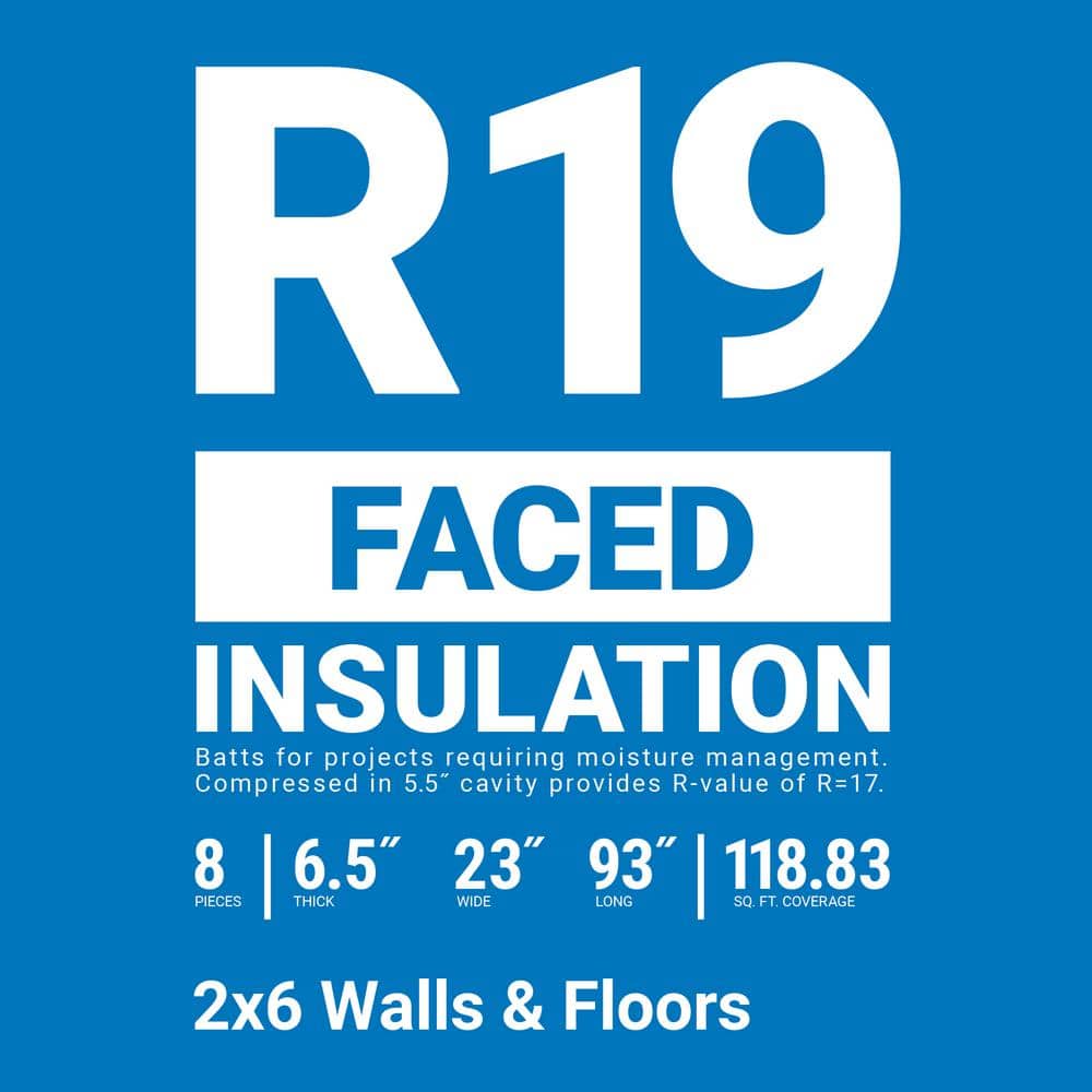 Owens Corning R-19 Faced Fiberglass Insulation Batt 23 in. x 93 in. (1 Bag) (3)