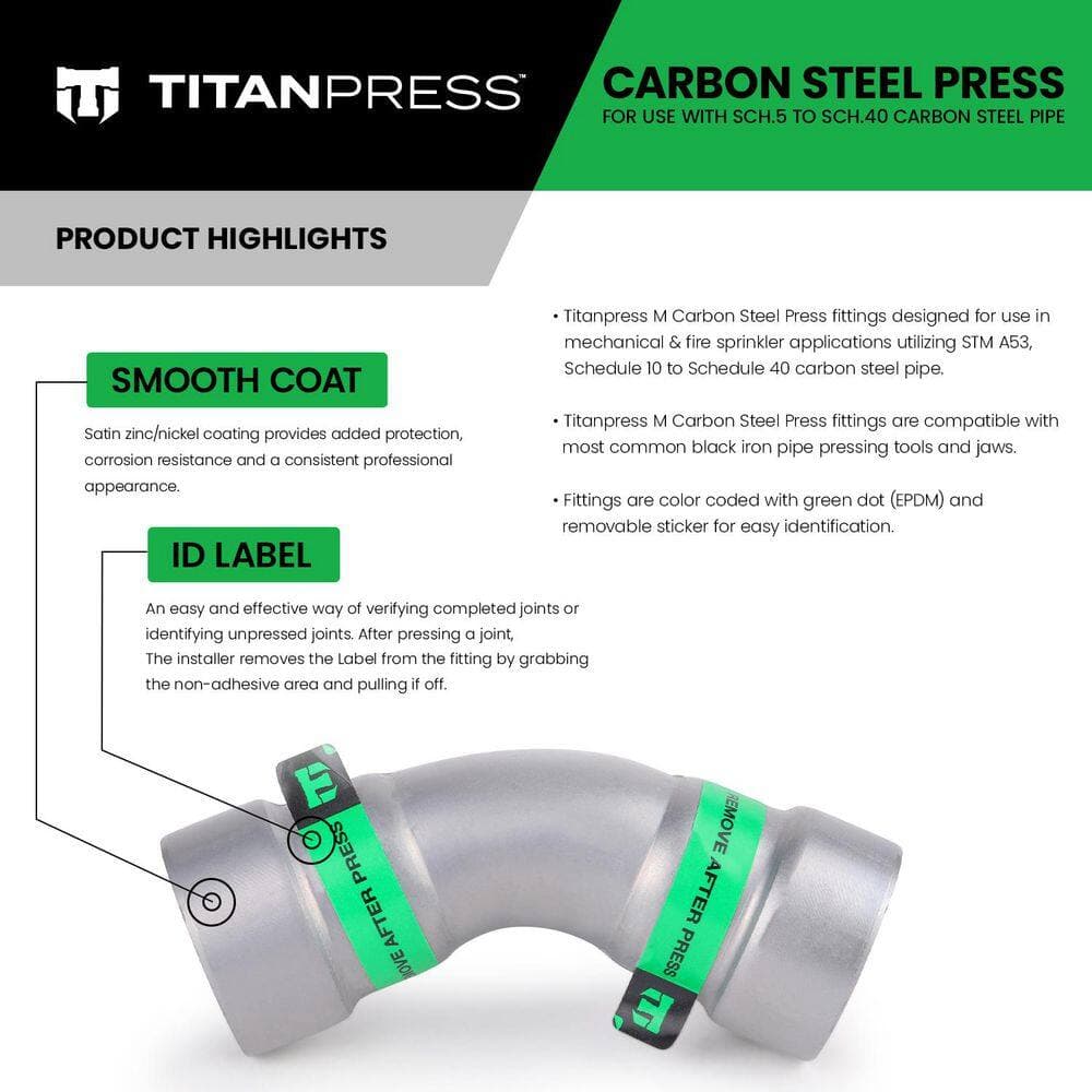 T TITANPRESS 3/4 in. Carbon Steel Press 45° Elbow EPDM Mechanical (3)