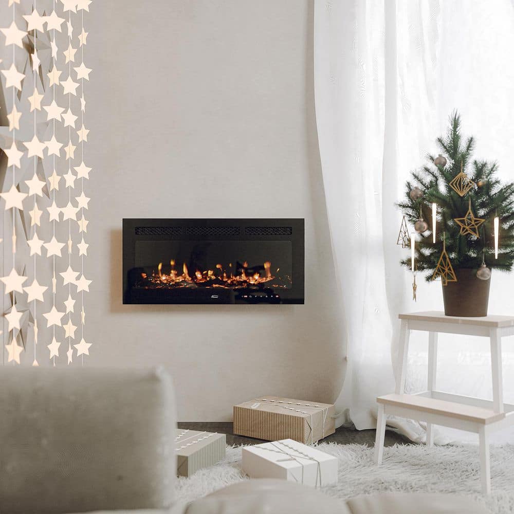 Clihome 36 in. Wall Mounted/Embedded Electric Fireplace Insert with Built-In Thermostat (3)