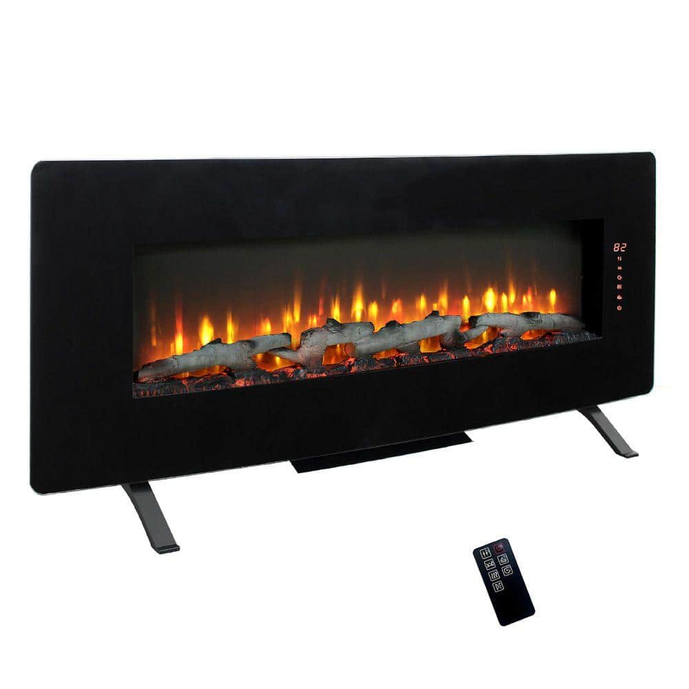 SUNRINX 36 in. 400 sq. ft. Electric Stove with Wall-Mount in Black, Multi-Color LED Flame