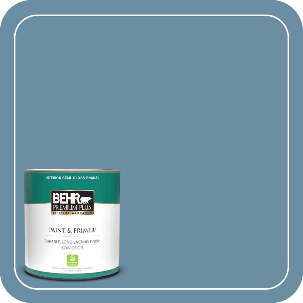 BEHR PREMIUM PLUS 1 qt. #PPU14-04 French Court Semi-Gloss Enamel Low Odor Interior Paint & Primer
