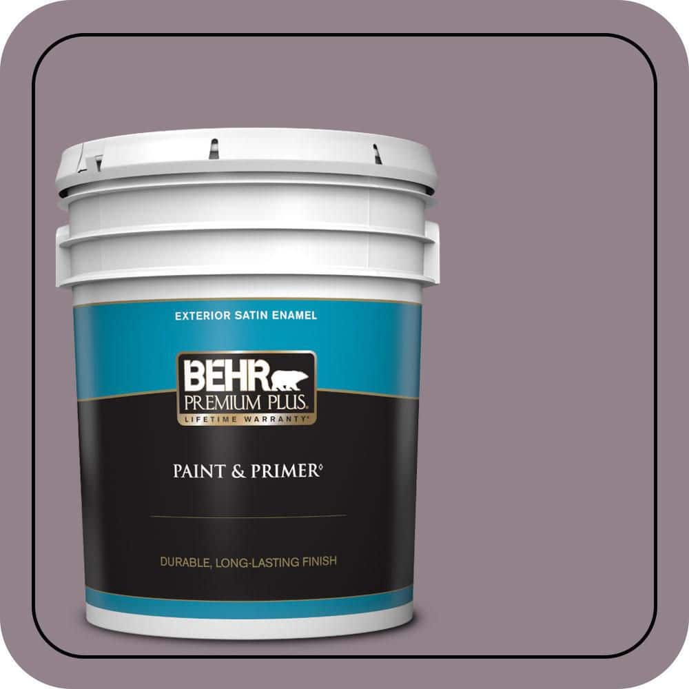 BEHR PREMIUM PLUS 5 gal. #N110-4 Gothic Purple Satin Enamel Exterior Paint & Primer