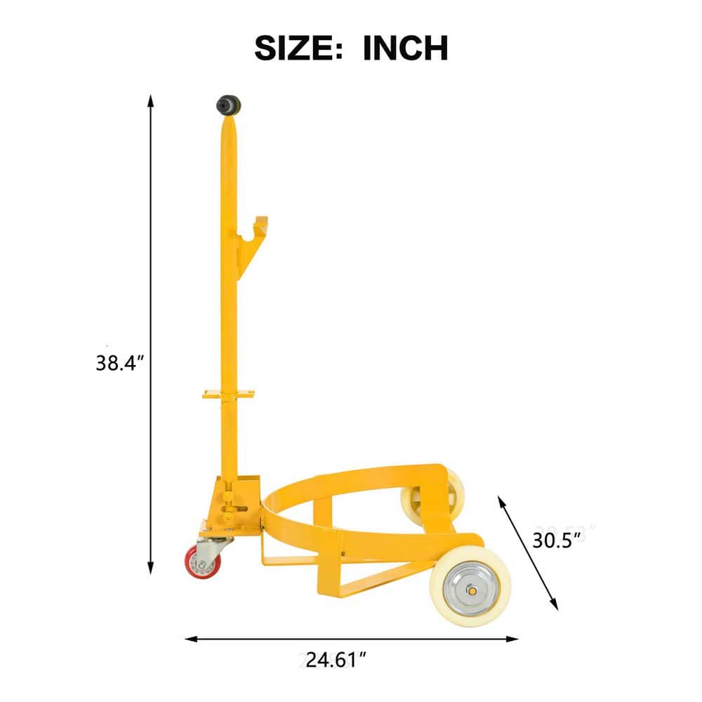 Unbranded 55 gal. Steel Drum Dolly, 1200 lbs. Load Capacity with 1 Swivel Wheel, Low Profile Oil Drum Caddy Drum Roller Hand Cart (2)