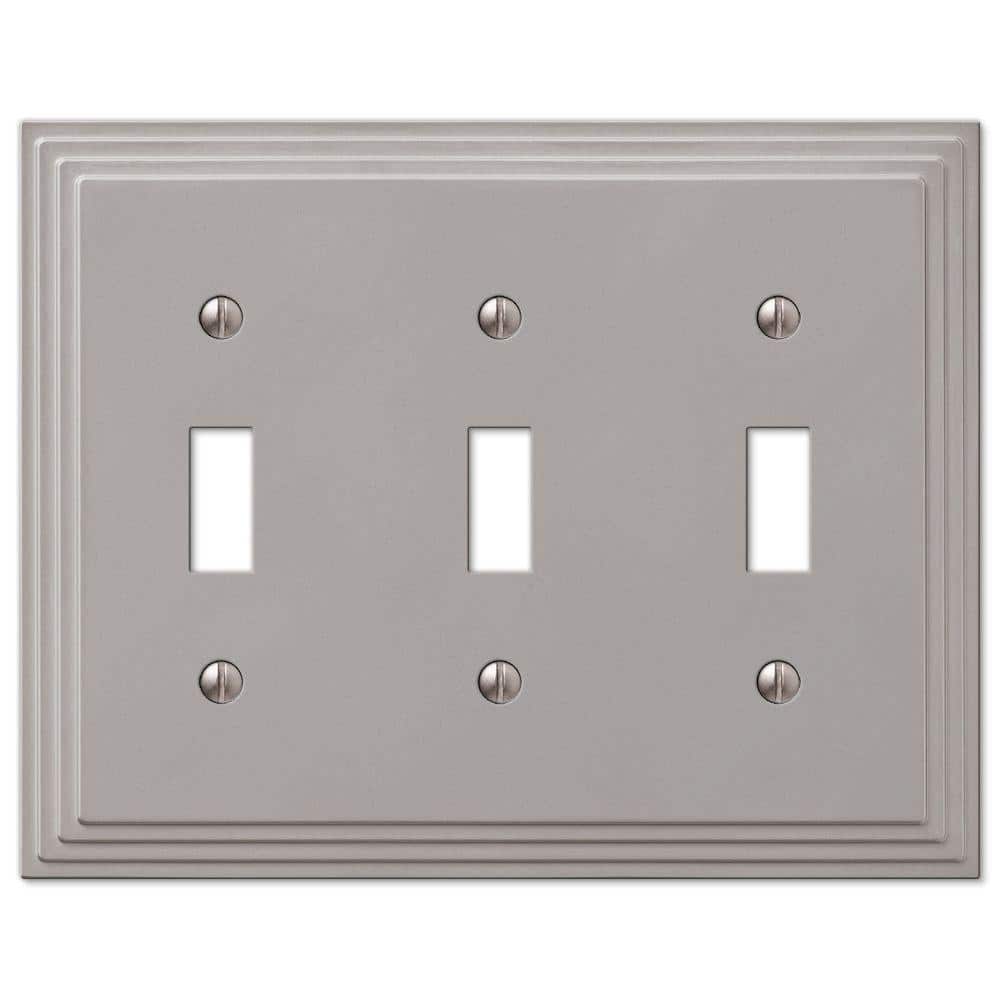 Hampton Bay Tiered 3 Gang Toggle Metal Wall Plate - Satin Nickel