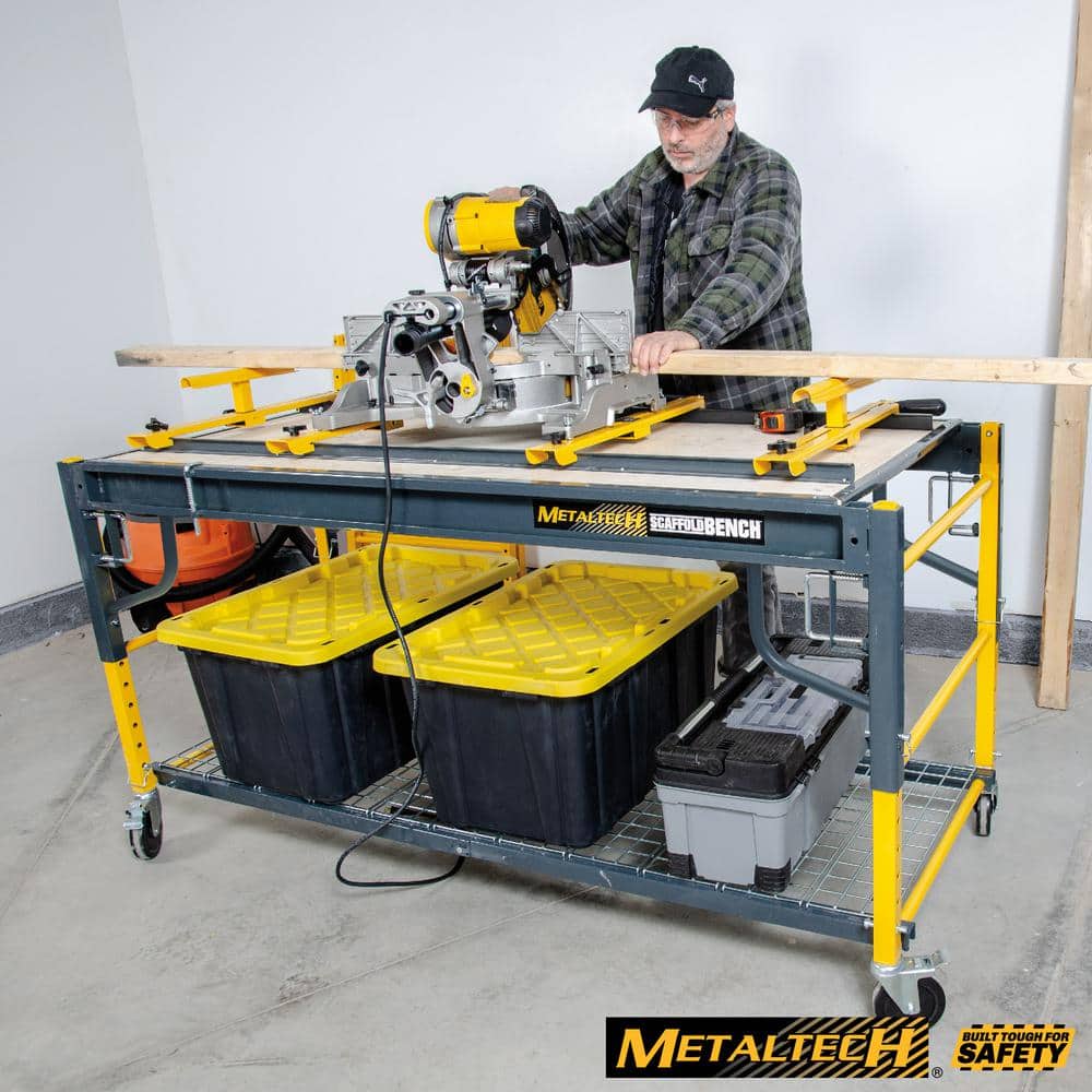 MetalTech 3.3 ft. x 6.23 ft. x 2.48 ft. 1 Story Steel Baker Rolling Workbench Scaffold, 1100 lbs. Load Capacity (2)