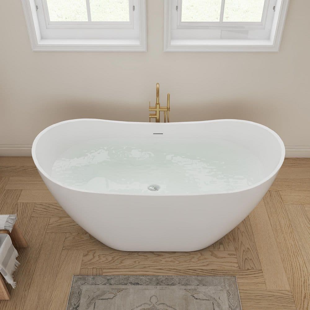 SJ STAR&JANE 60 in. x 28.8 in. Freestanding Soaking Bathtub with Center Drain in Chrome (2)