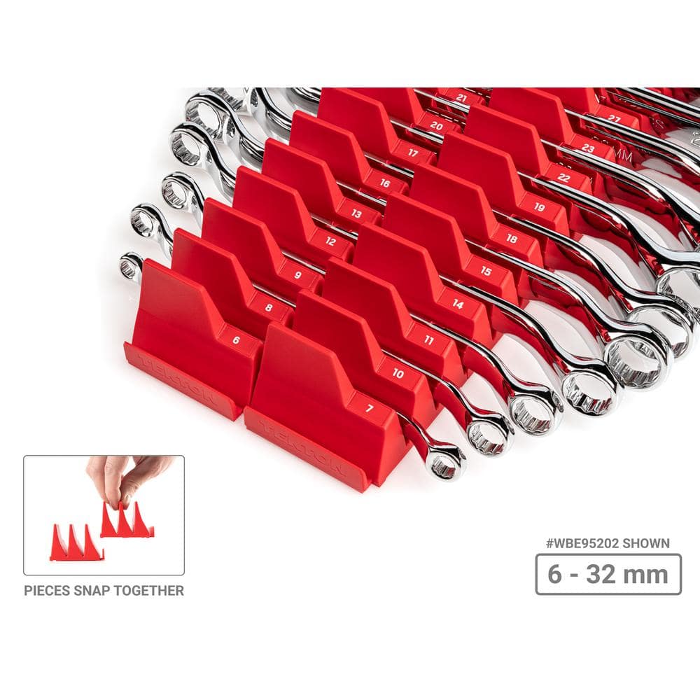 TEKTON 1/4-13/16 in., 6 mm to 19 mm 45-Degree Offset Box End Wrench Set with Modular Slotted Organizer (4)