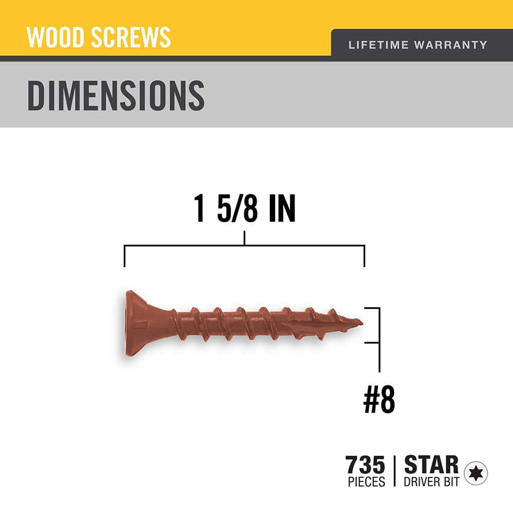 DECKMATE #8 x 1-5/8 in. Red Star Flat-Head Wood Deck Screw (5 lbs. / 619-Piece) (3)