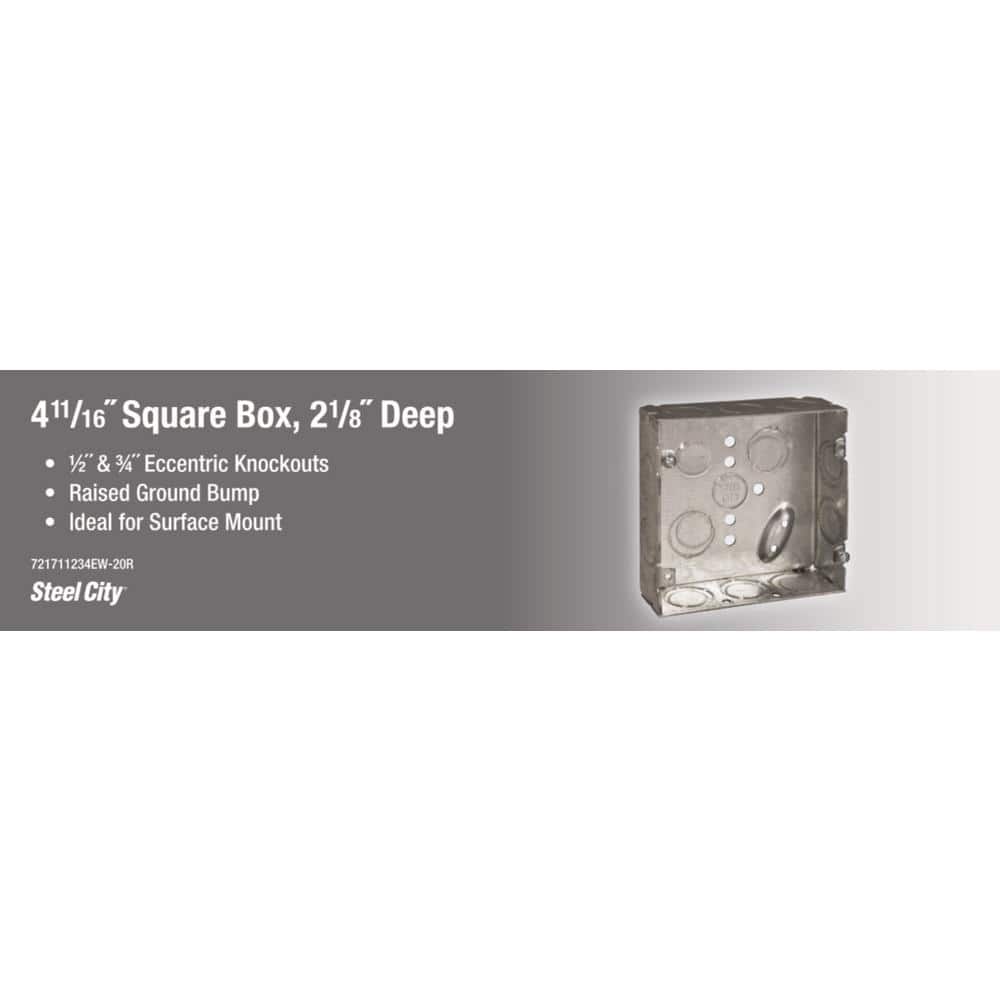 Steel City 4 in. 42 cu. in. 2-1/8 in. Deep Square Box (721711234EW-20R) (3)