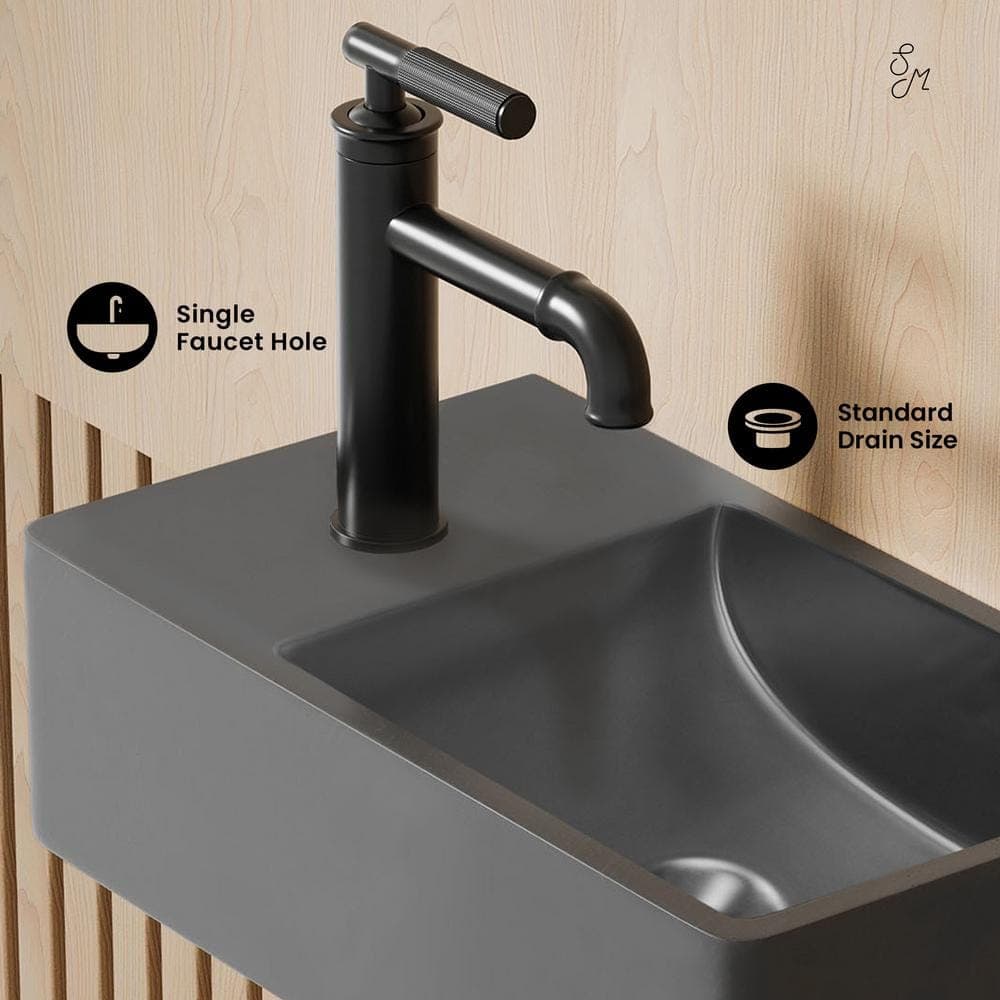 Swiss Madison Lisse 16 in. Concrete Rectangle Wall-Mounted Sink with Left Side Faucet Mount in Matte Dark Gray (3)