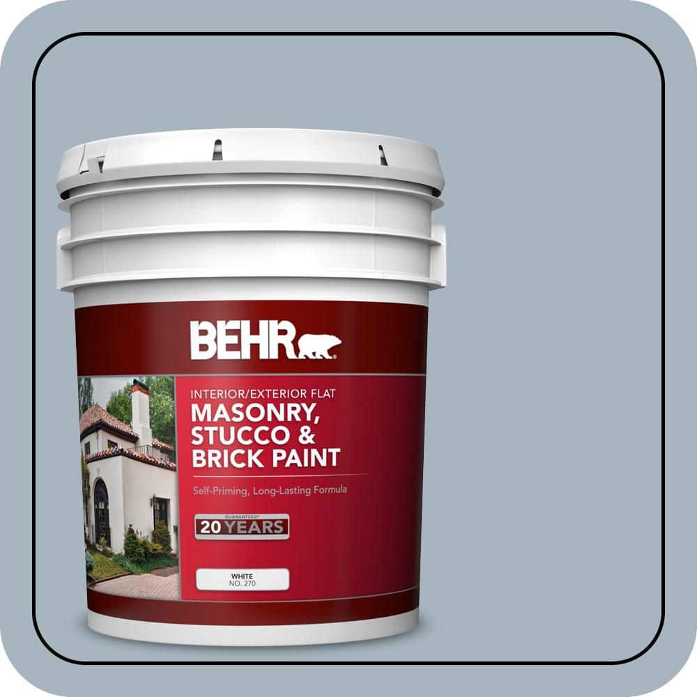 BEHR 5 gal. #N480-3 Shadow Blue Flat Masonry, Stucco and Brick Interior/Exterior Paint