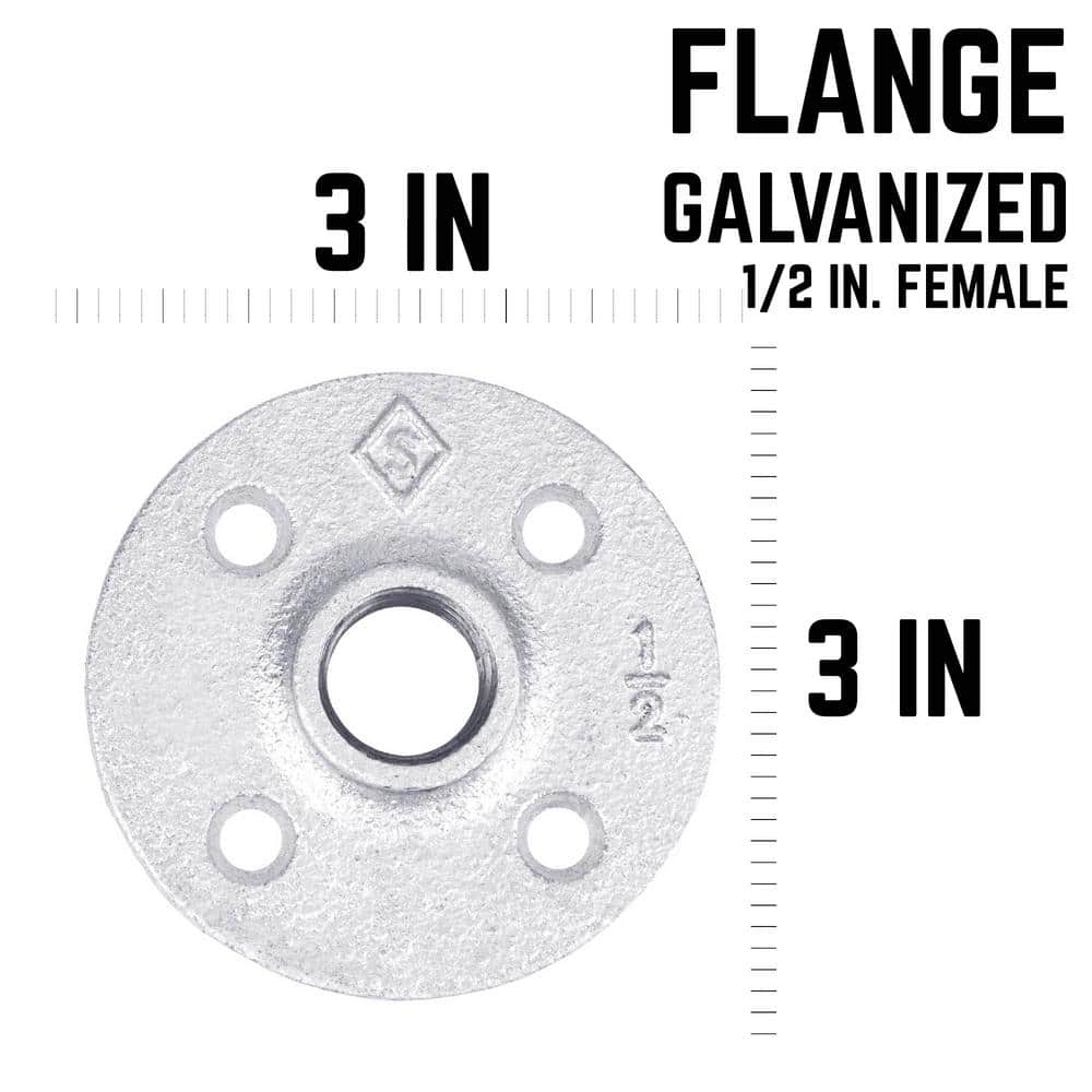PIPE DECOR 1/2 in. Galvanized Iron Floor Flange (2)