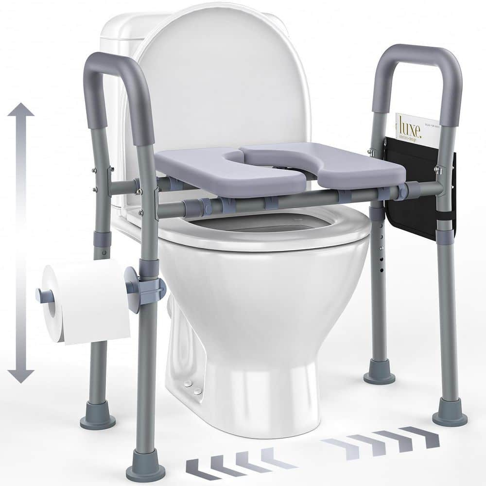 Wudkey Raised Toilet Seat with Handles for Seniors, Pregnant, Adjustable Height & Width, Heavy Duty Up to 550lb, Fit Any Toilet (2)