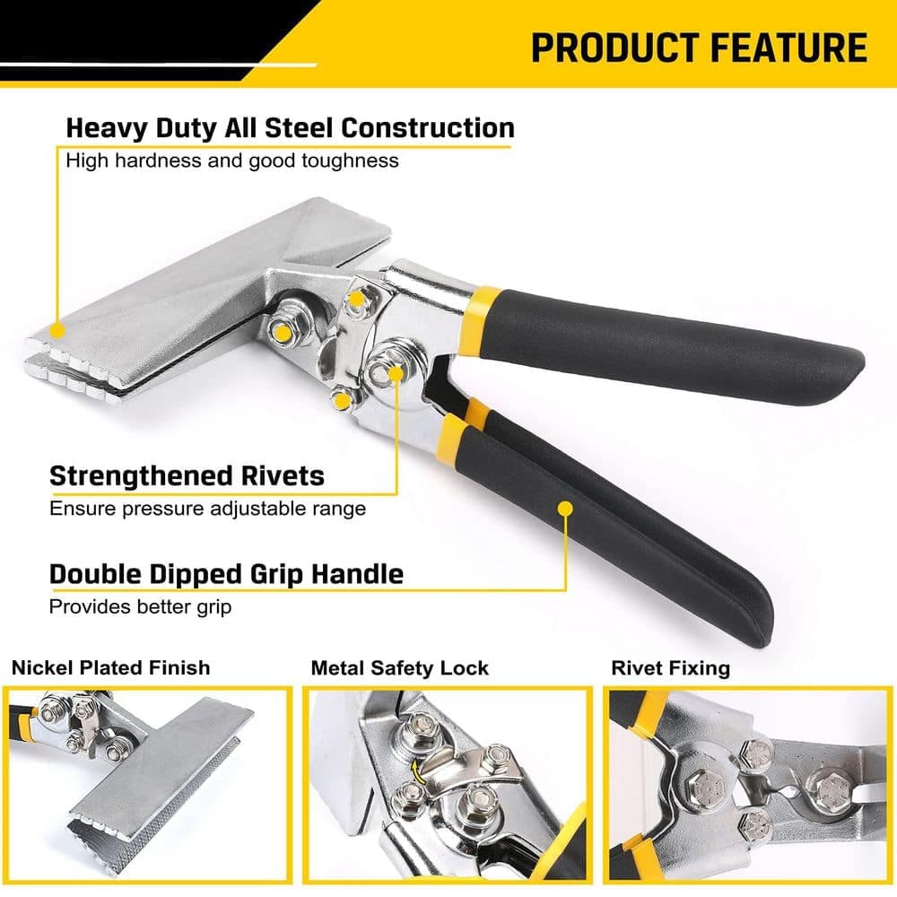 Laybus 6 in. Straight Jaw Sheet Metal Bender, Hand Seamer Tool for Flattening and Bending with Double Dipped Cushion Handle (3)