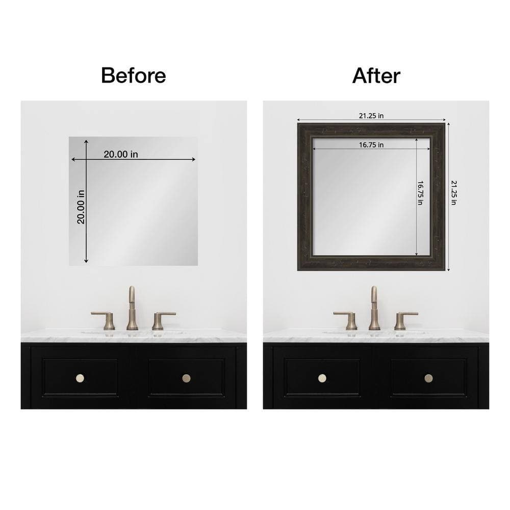 Amanti Art Mirror Makeover Shipwreck Greywash Narrow 21.25 in. W x 21.25 in. H Bathroom Mirror Frame Border Kit-Fits a 20x20 mirror (2)