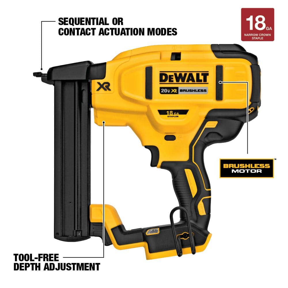 DEWALT 20V MAX XR Lithium-Ion 18-Gauge Cordless Narrow Crown Stapler, (1) 3.0Ah Battery, and Charger (3)