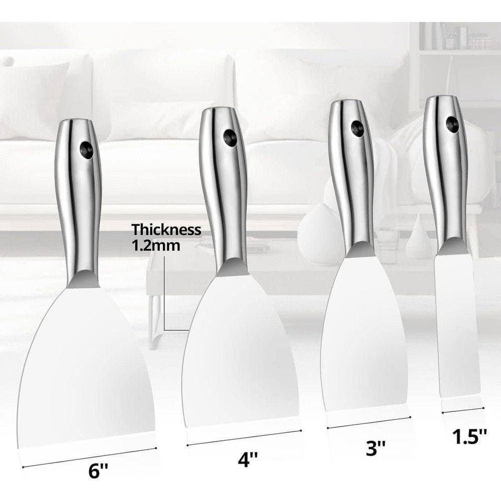 KIWDZFU 1.5, 3, 4,6 in. Stainless Steel Putty Knife Scraper for Spreading Drywall Spackle and Mud, Taping, 4-Pack (2)