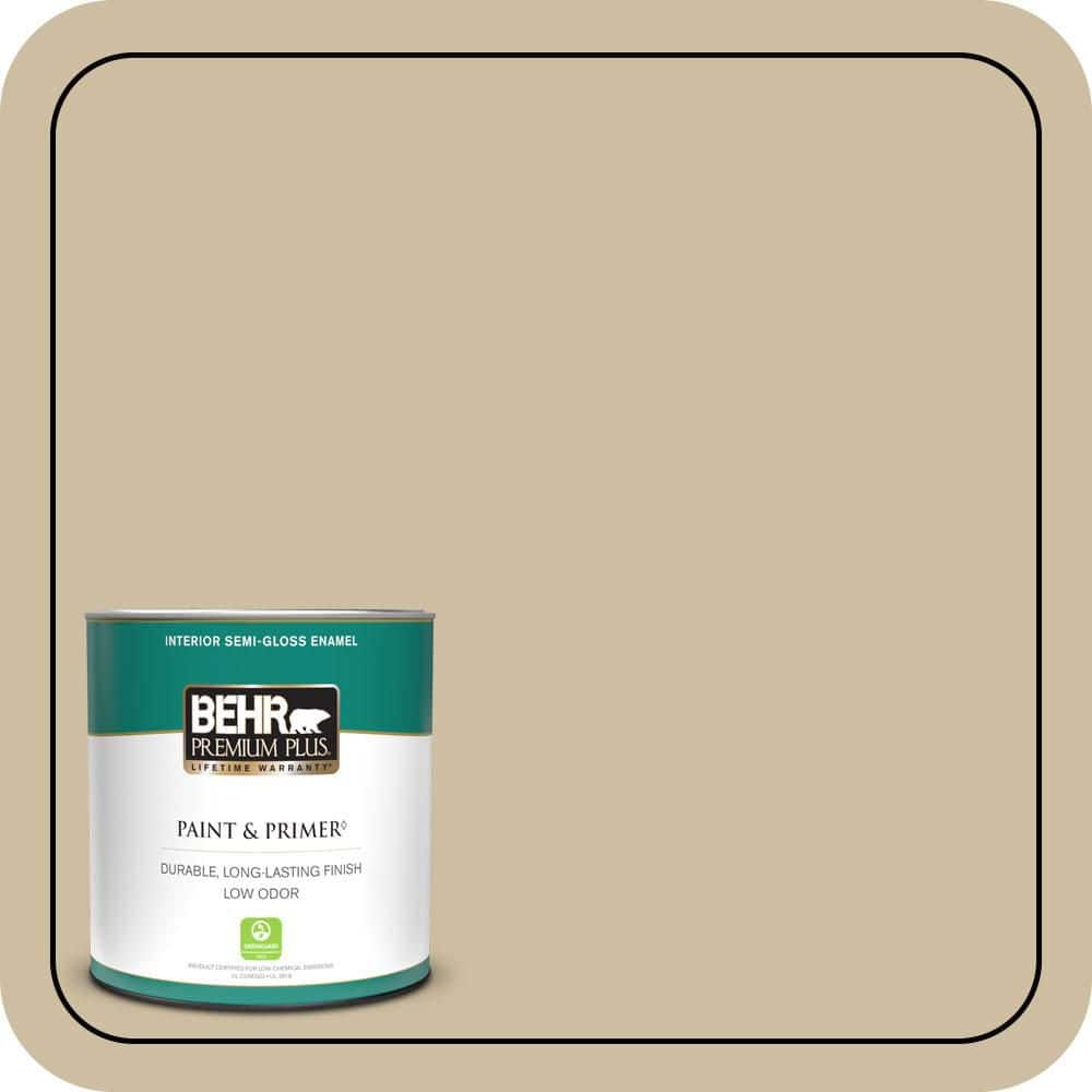BEHR PREMIUM PLUS 1 qt. #PPU8-10 Rye Bread Semi-Gloss Enamel Low Odor Interior Paint & Primer