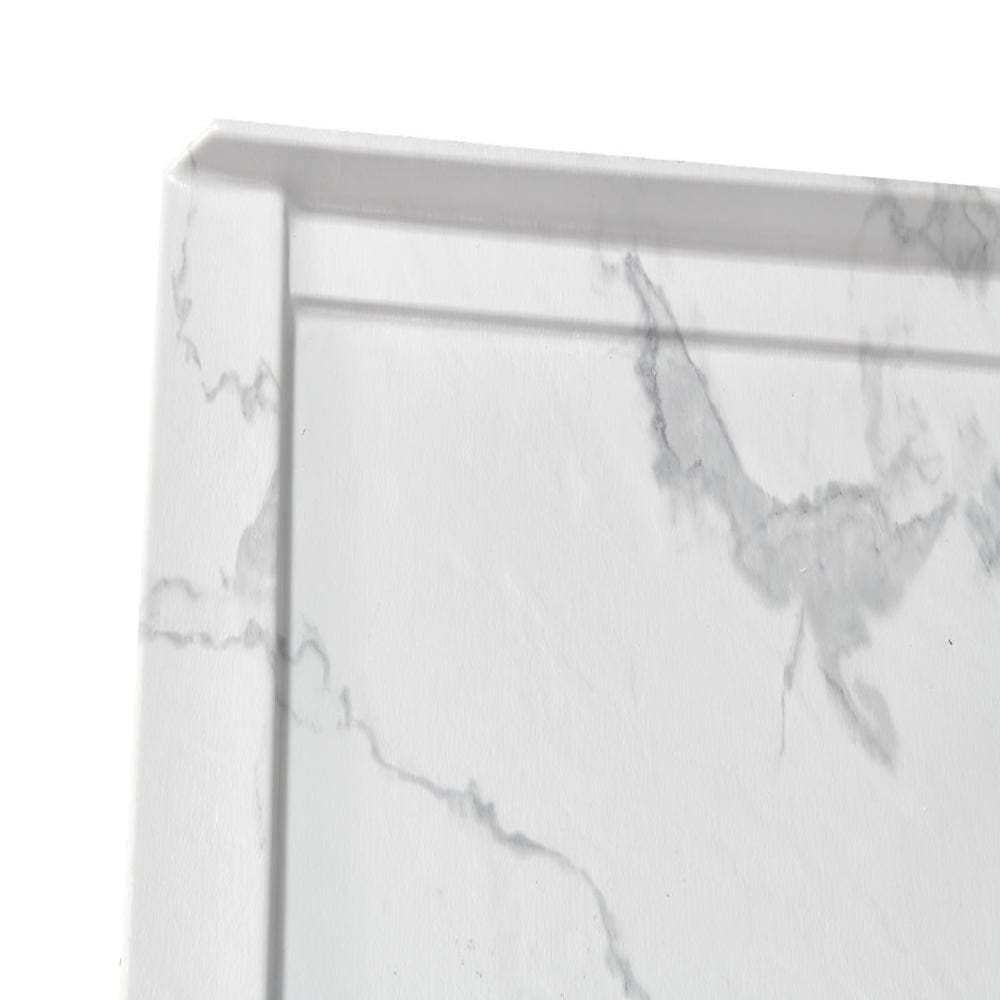 GIVING TREE 48 in. L x 36 in. W Acrylic Single Threshold Shower Pan Base with Center Drain in Textured White Marble Veining Finish (3)