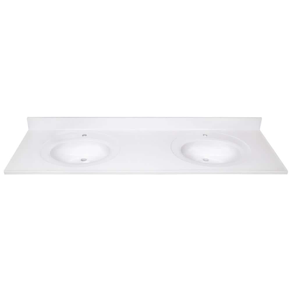 Design House 73 in. W Single Faucet Hole Cultured Marble Double Basin Vanity Top with Basins (2)