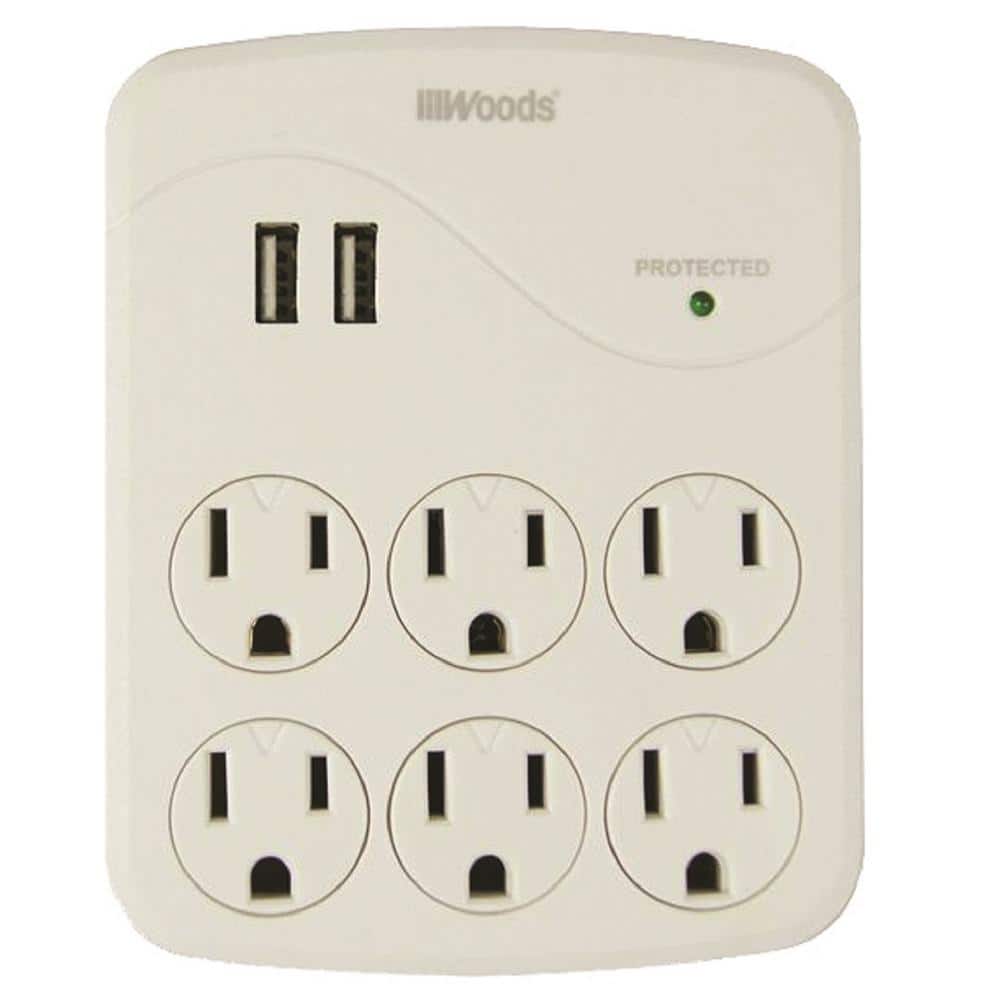 Woods 6-Outlet Surge Tap with Phone Cradle (1)