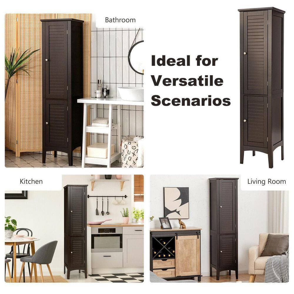 ANGELES HOME 14.5 in. W 14.5 in. D 63 in. H Freestanding Narrow Storage Linen Cabinet for Bathroom (4)