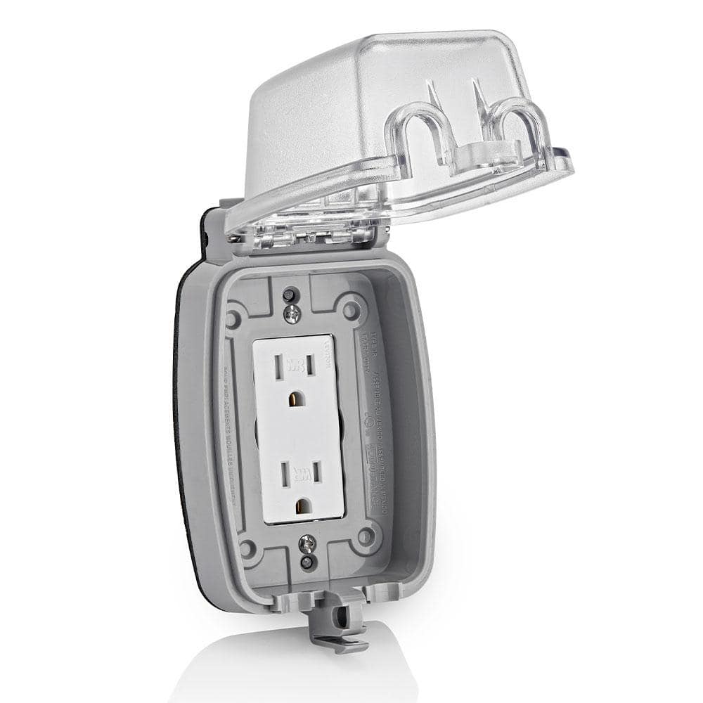 Leviton Decora 15 Amp 125 V Tamper Weather Resistant Duplex Outlet/Receptacle, White (1-Pack) W5325-TW (2)
