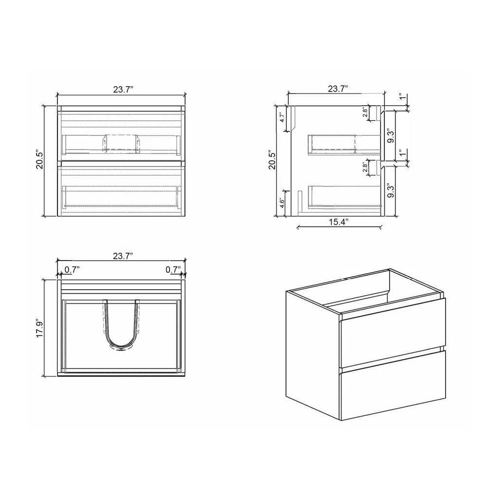 Cesicia Wall mount Bath Vanity Cabinet without Top with Drawers Pre-Assembled (4)