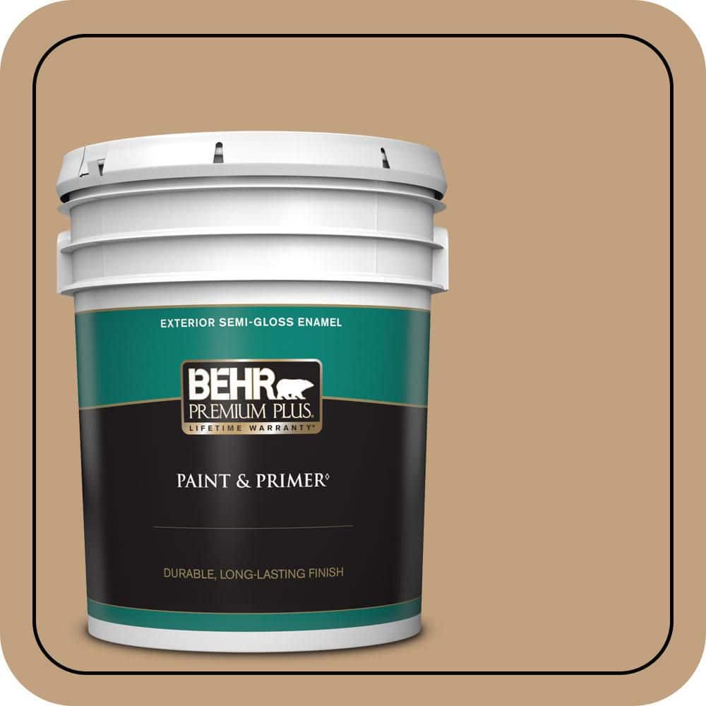 BEHR PREMIUM PLUS 5 gal. #S280-4 Real Cork Semi-Gloss Enamel Exterior Paint & Primer
