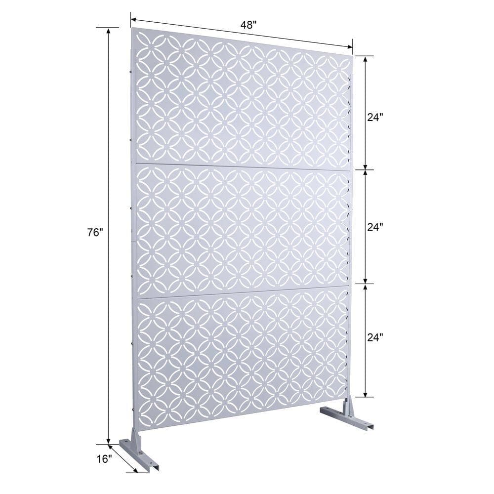 cadeninc 4 ft. x 6.33 ft. White Outdoor and Indoor Freestanding Metal Privacy Screen Fence Panels for Lawn Garden (Not Composite) (2)
