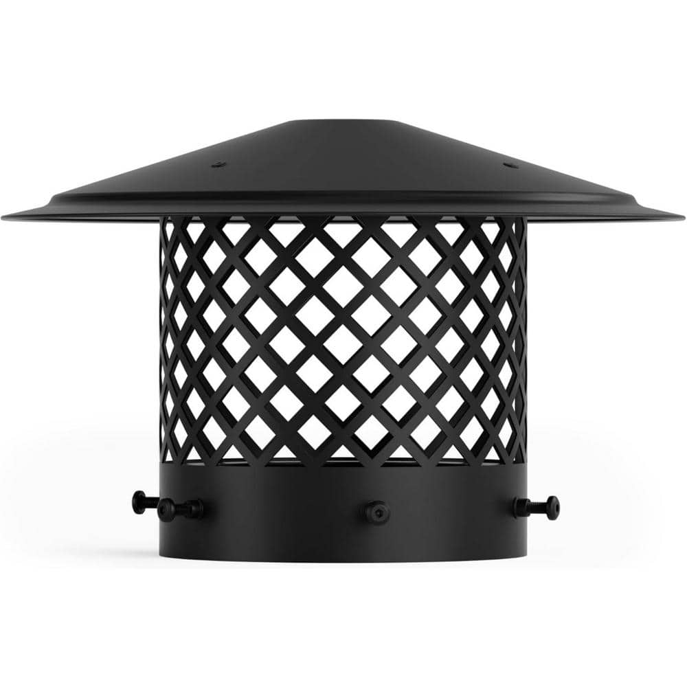 Mximu 8 in. Black Round Galvanized Steel Fireplace Chimney Caps for Outside