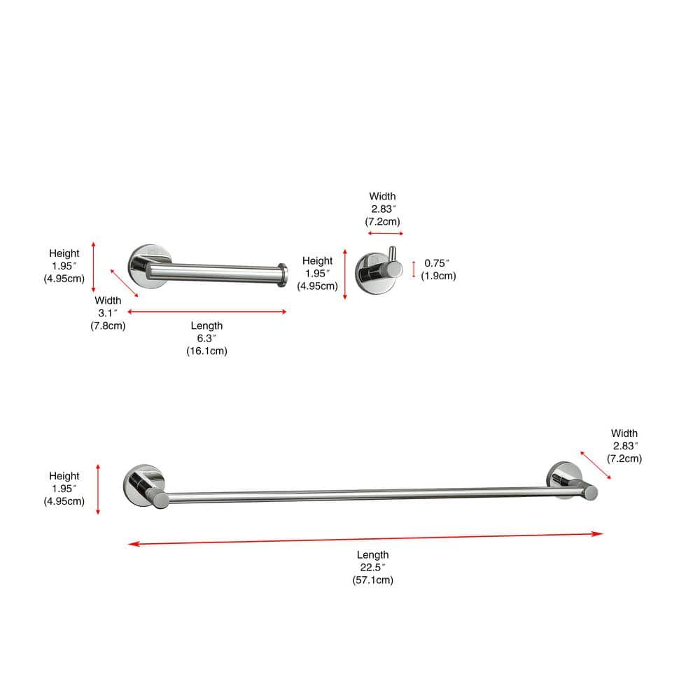 Unbranded Timeless Home 3-Piece Bath Hardware Set with Mounting Hardware in Chrome (3)