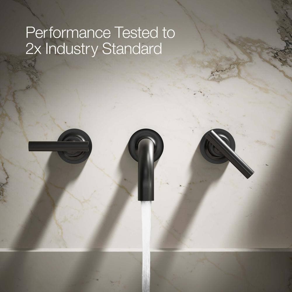 KOHLER Purist Widespread Double Handle Wall-Mount Bathroom Sink Faucet Trim Kit in Matte Black (Valve Not Included) (2)