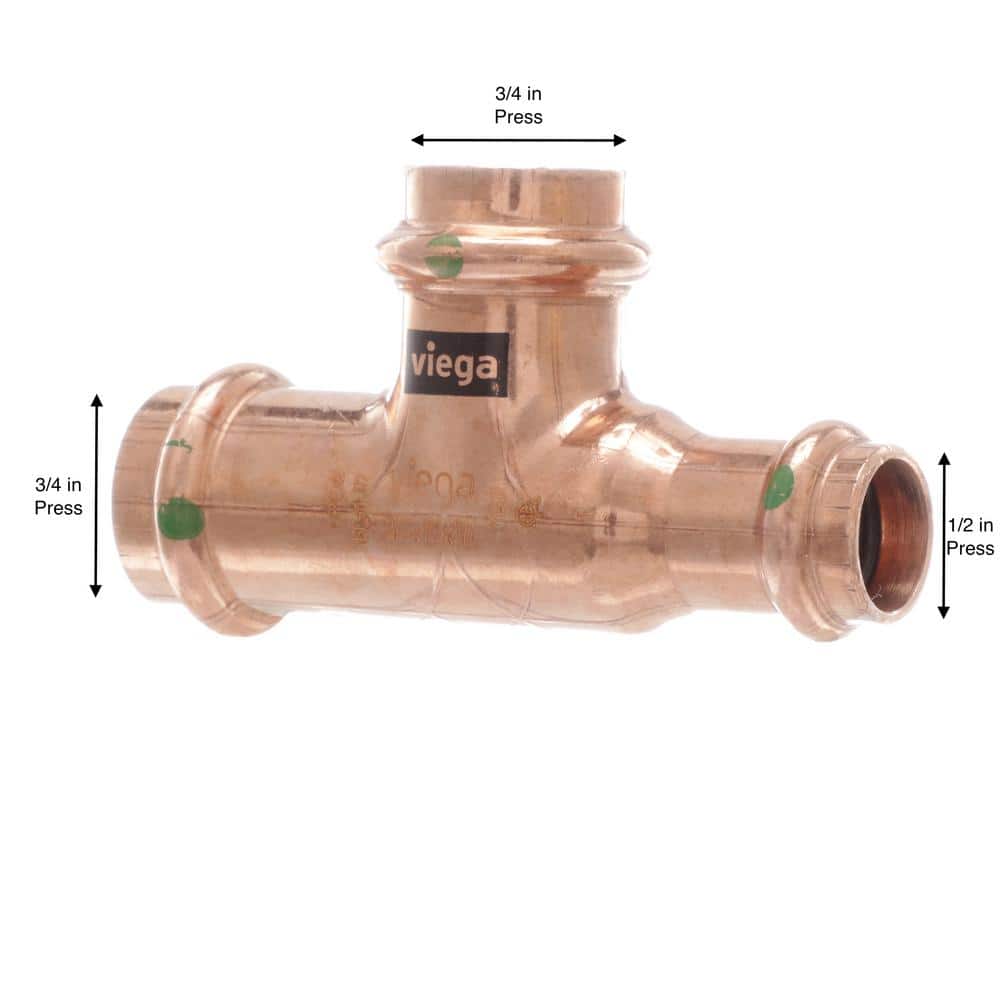 Viega ProPress 3/4 in. x 1/2 in. x 3/4 in. Press Copper Reducing Tee (3)