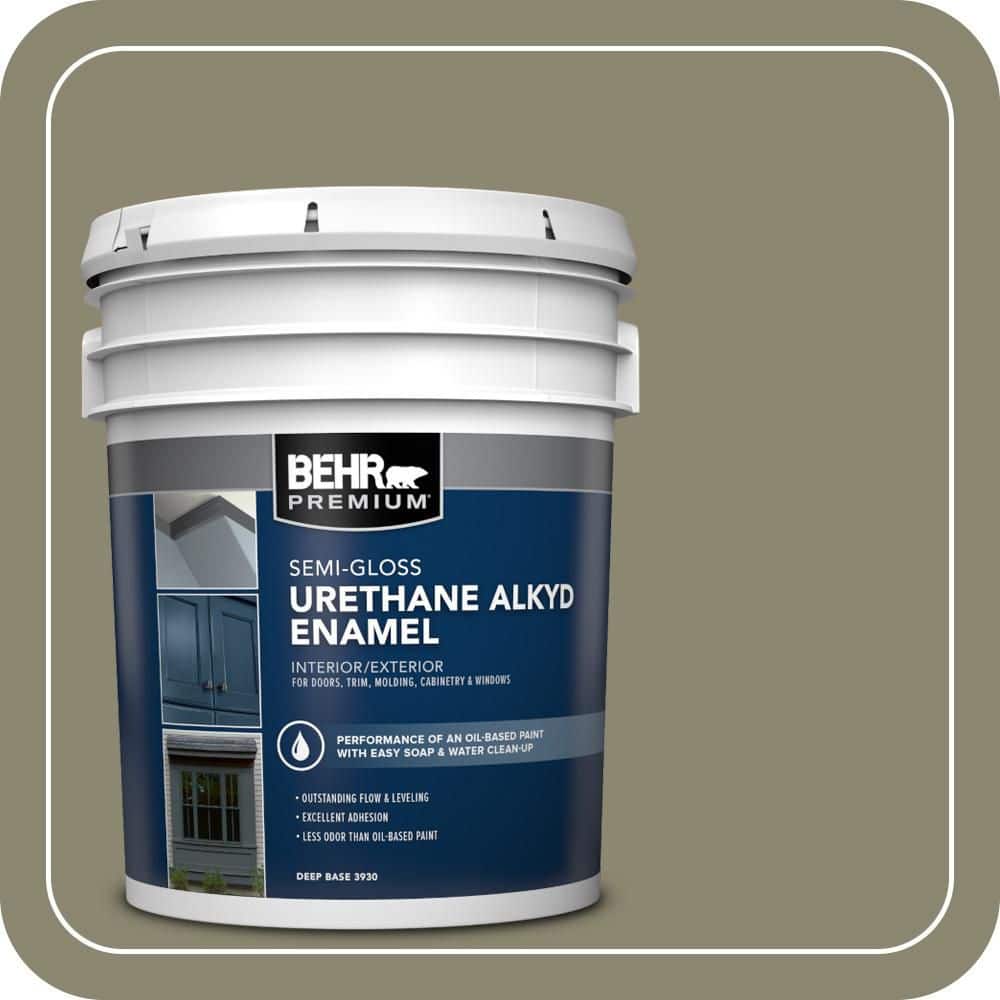 BEHR PREMIUM 5 gal. #PPU8-21 Mossy Bank Urethane Alkyd Semi-Gloss Enamel Interior/Exterior Paint