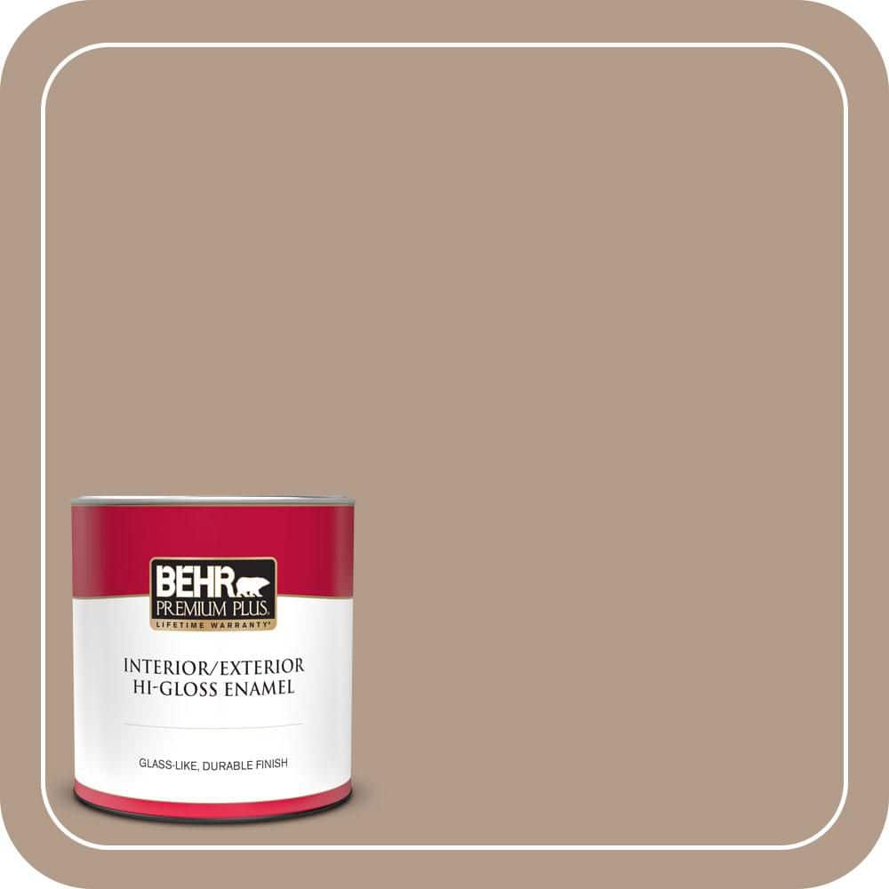 BEHR PREMIUM PLUS 1 qt. #PMD-77 Rich Taupe Hi-Gloss Enamel Interior/Exterior Paint & Primer (1)