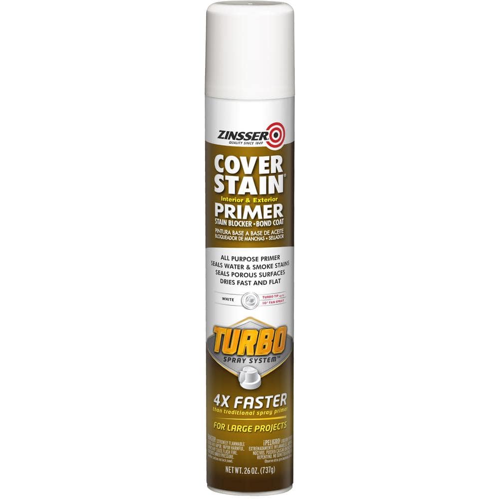Zinsser Cover Stain 26 oz. Turbo White Oil-Based Interior/Exterior Primer and Sealer Spray