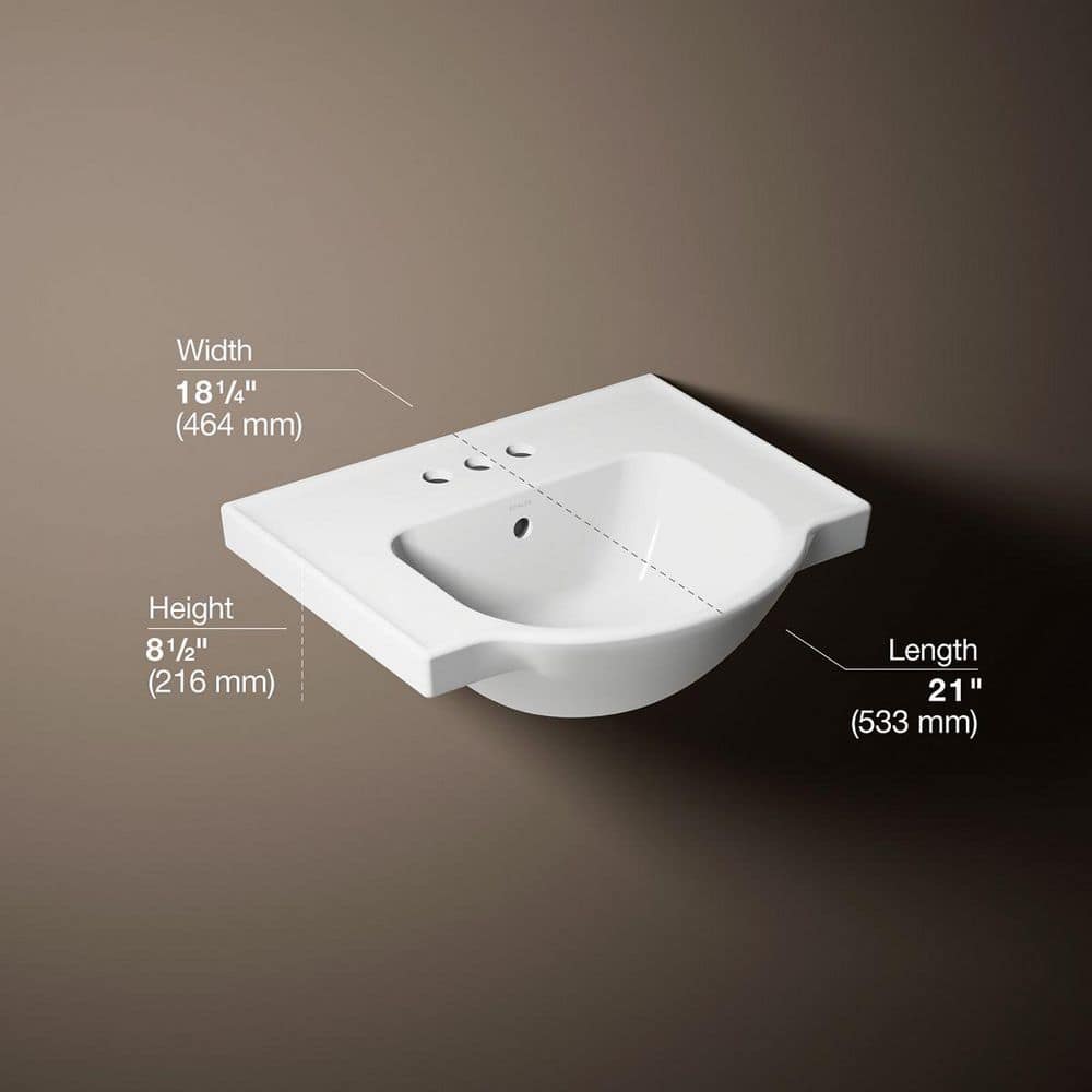 KOHLER Veer 21 in. x 18.25 in. Pedestal Bathroom Sink in White Vitreous China (3)