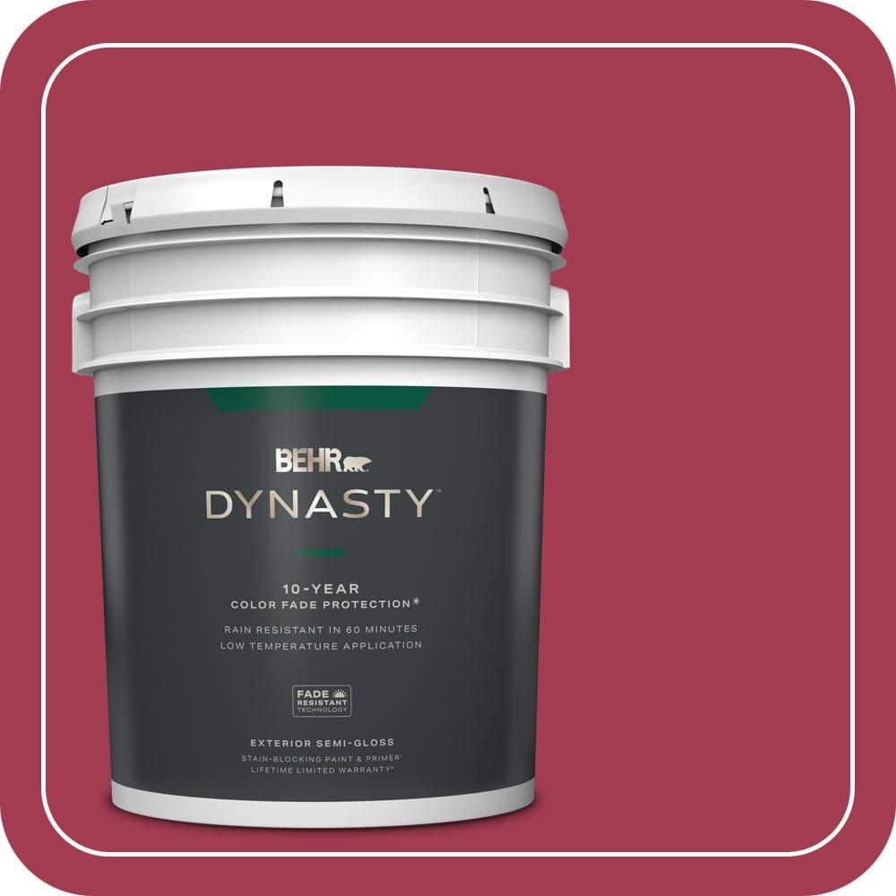 BEHR DYNASTY 5 gal. #S-G-120 Strawberry Daiquiri Semi-Gloss Exterior Stain-Blocking Paint & Primer