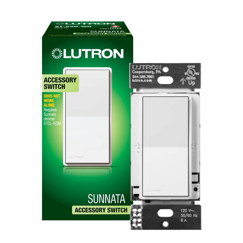 Lutron Sunnata On/Off Accessory Switch, only for use with Sunnata LED Dimmers, White (ST-ASR-WH) (1)