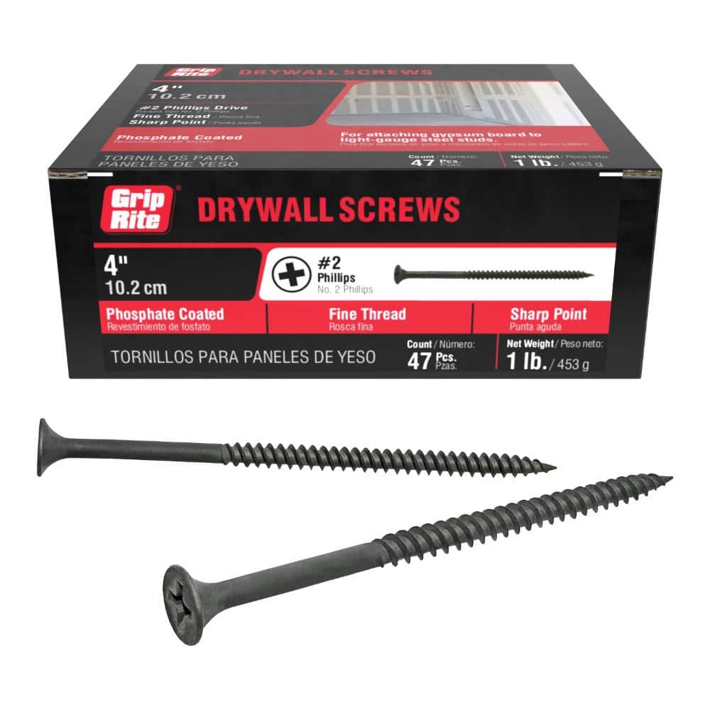 Grip-Rite #8 . #2 Phillips Bugle Head Fine Thread Self-Drilling Drywall Screws Box