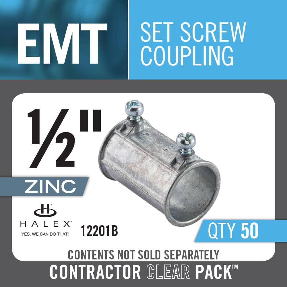 Halex 1/2 in. Electrical Metallic Tube (EMT) Set-Screw Coupling (50-Pack) (3)