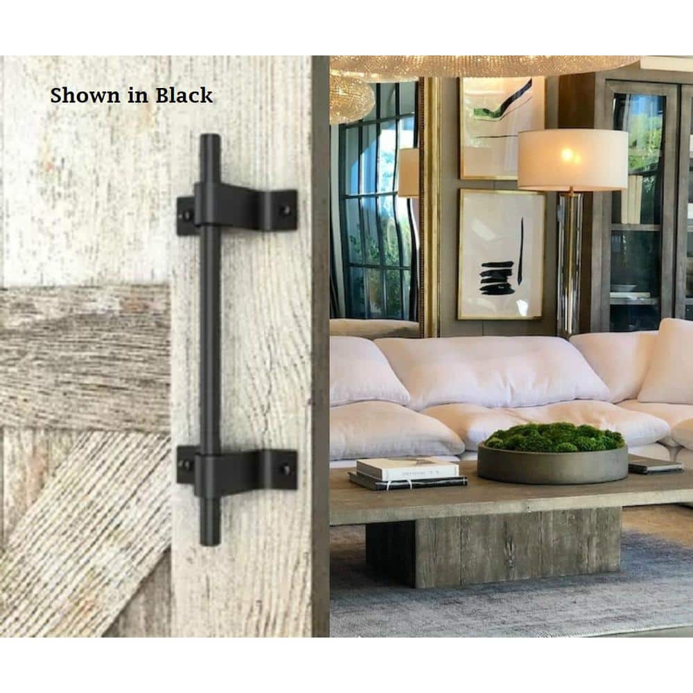 American Pro Decor 10 in. Oil Rubbed Bronze Powder Coated Steel Door Pull for Sliding Rolling Barn Wood Doors (2-Pack) (2)